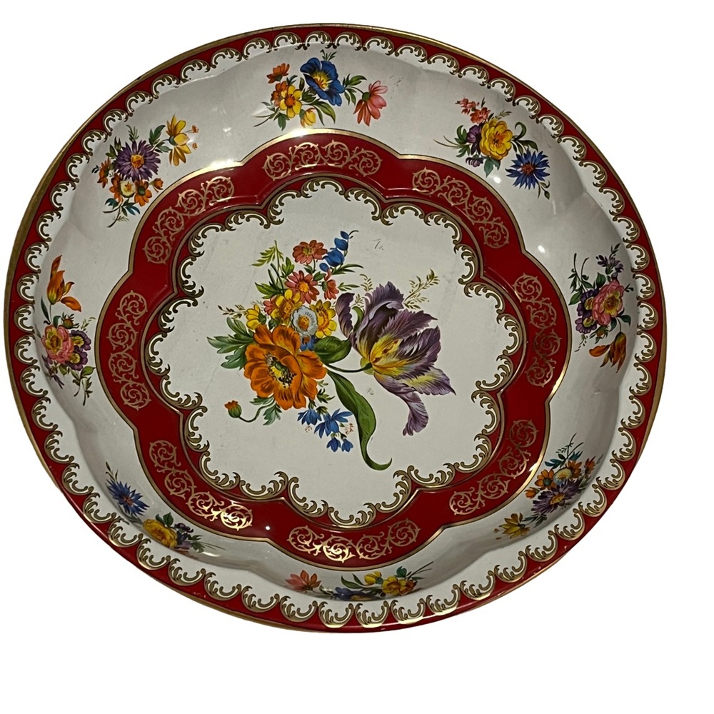 Vintage 1971  Daher Flower Decorated Ware Tin Bowl.